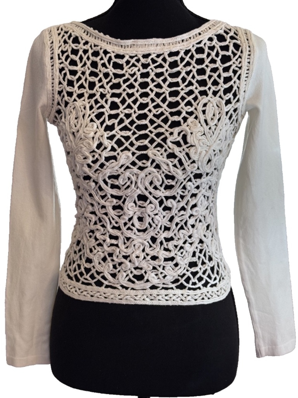 Vintage Valentino Ivory Crochet Lace Top 100% Cotton Made in Italy M